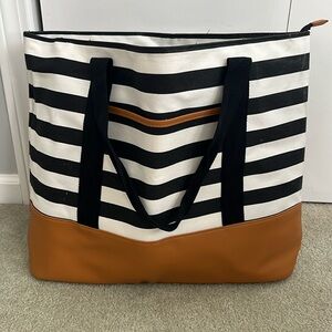 NWOT striped tote or overnight bag